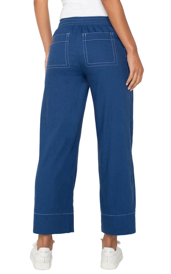 Pull on Wide Leg Pant with white Stitching - Hello Beautiful Boutique