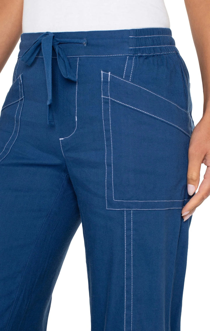 Pull on Wide Leg Pant with white Stitching - Hello Beautiful Boutique