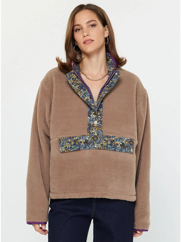Reversible Floral Sherpa Pullover - Hello Beautiful Boutique