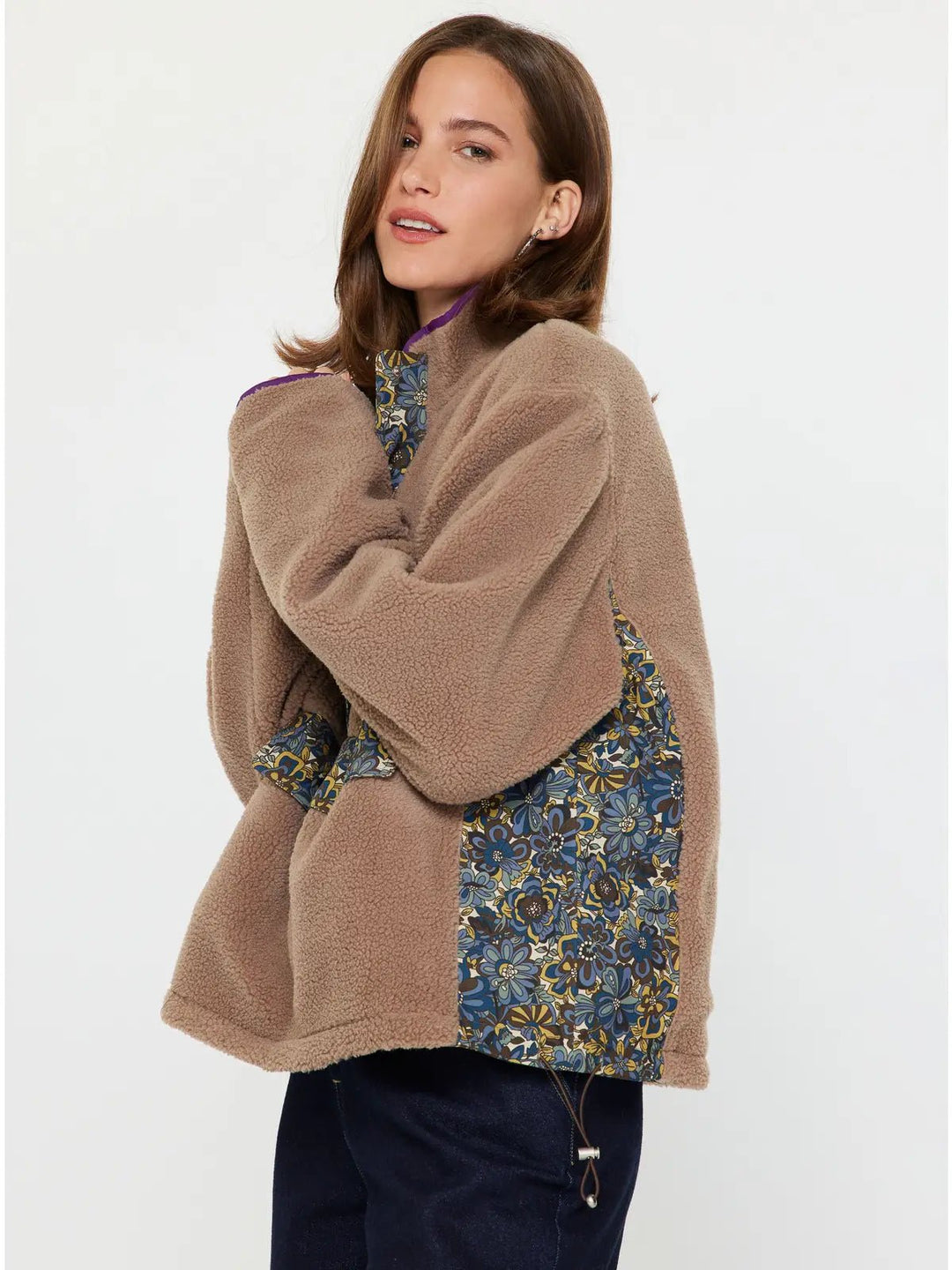 Reversible Floral Sherpa Pullover - Hello Beautiful Boutique
