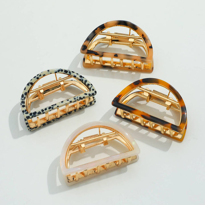 Rosalie Classic Small Half Moon Metal Claw Clip: Assorted - Hello Beautiful Boutique