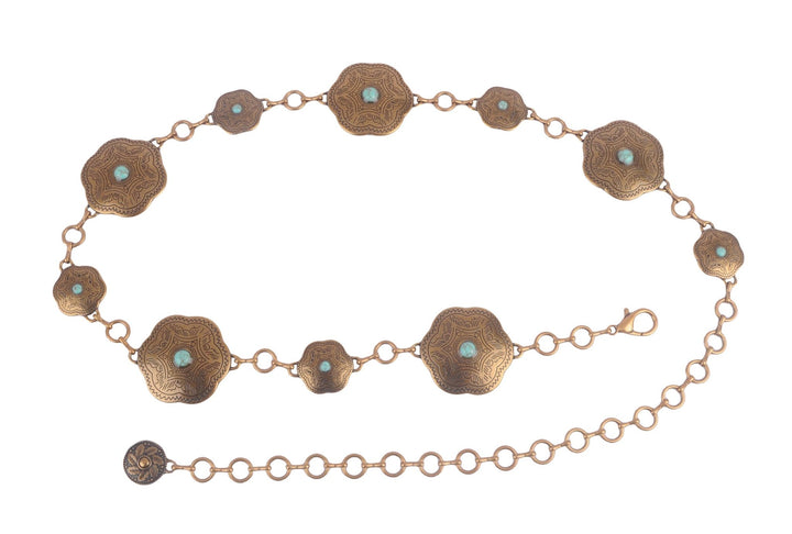 Rounded Trapezoid Concho Chain Belt: Silver - Hello Beautiful Boutique