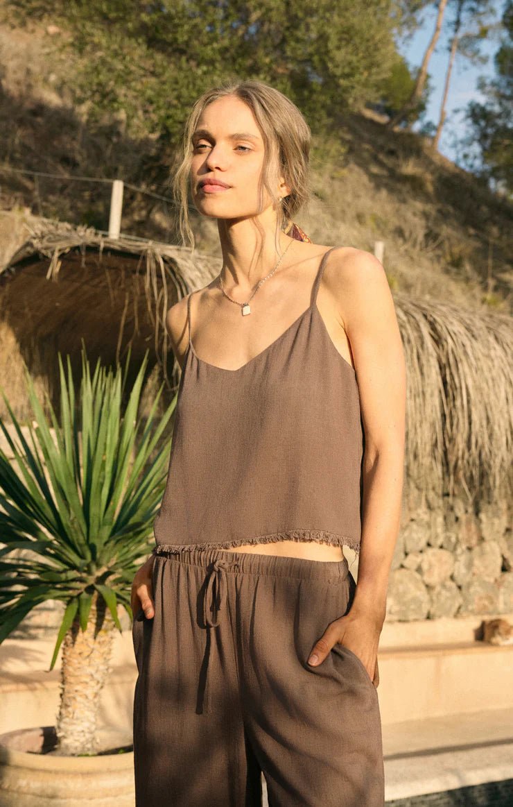 Sabel Cropped Linen Tank - Tiki - Hello Beautiful Boutique