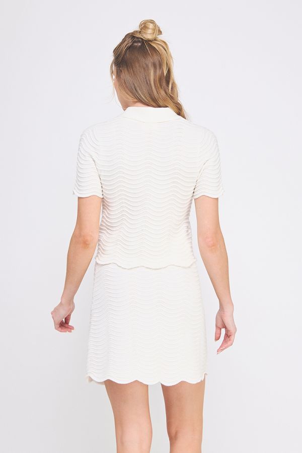 Scallop Knit Polo - Hello Beautiful Boutique