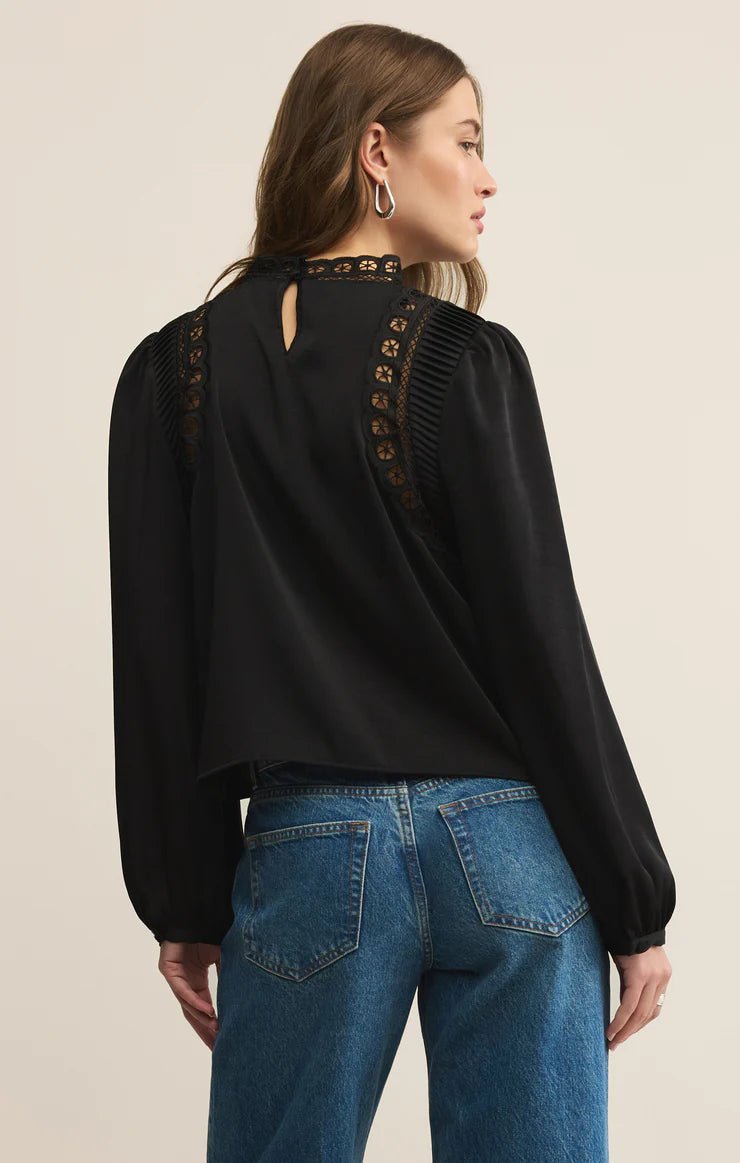 Silvana Mock Neck Embroidered Top - Hello Beautiful Boutique