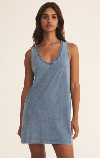 Sloane V- Neck Knit Denim Dress