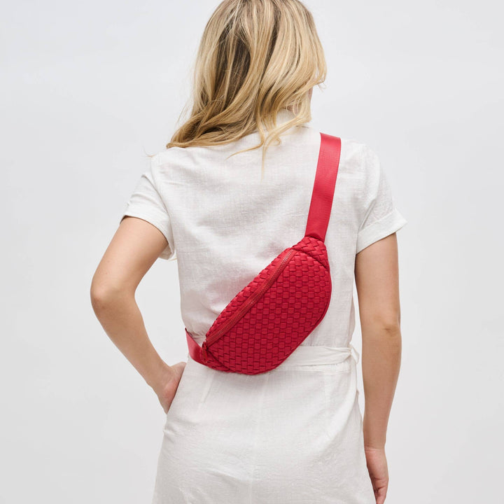 Sol and Selene - Aim High Woven Neoprene Belt Bag: Orange - Hello Beautiful Boutique