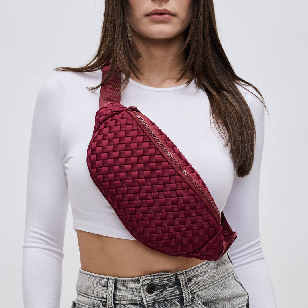 Sol and Selene - Aim High Woven Neoprene Belt Bag: Orange - Hello Beautiful Boutique