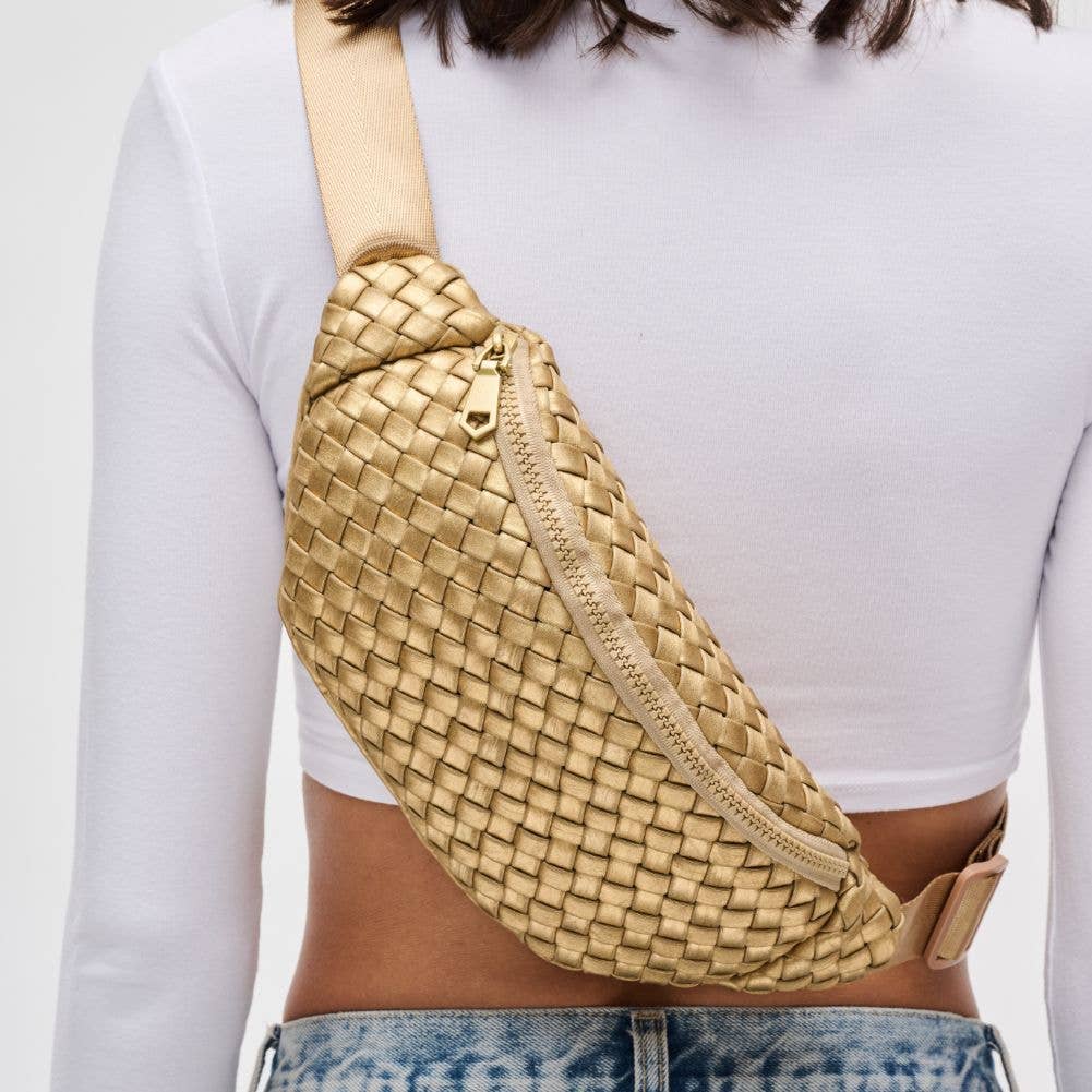 Sol and Selene - Aim High Woven Neoprene Belt Bag: Orange - Hello Beautiful Boutique