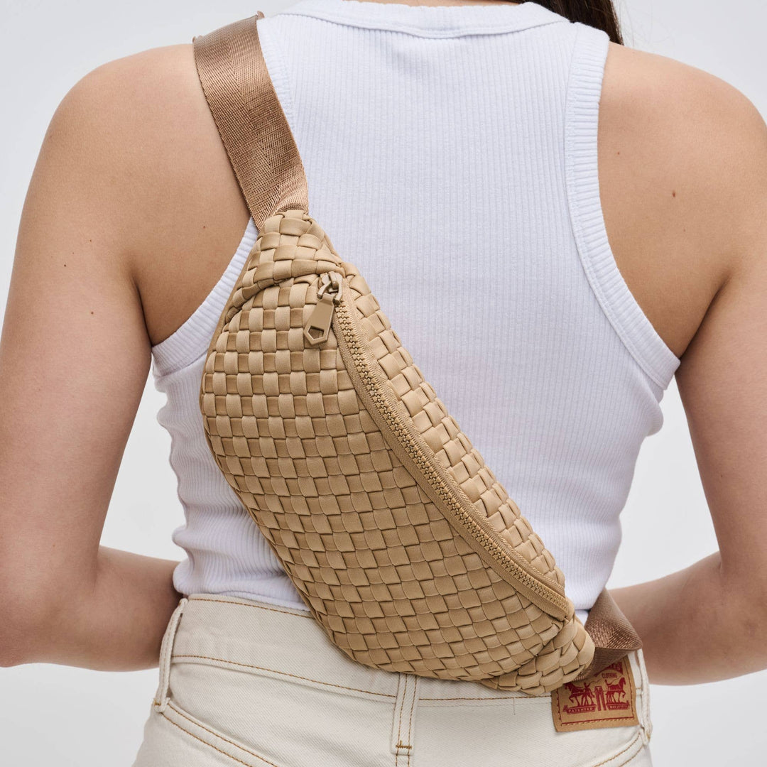 Sol and Selene - Aim High Woven Neoprene Belt Bag: Orange - Hello Beautiful Boutique