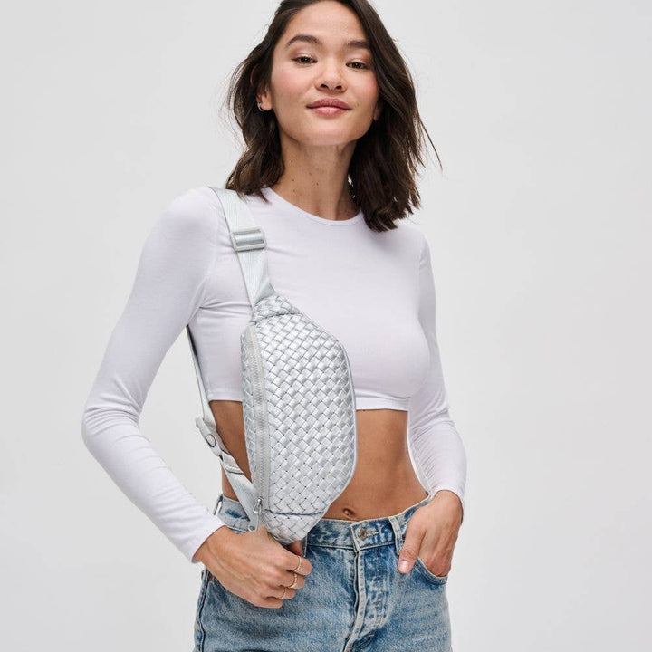 Sol and Selene - Aim High Woven Neoprene Belt Bag: Orange - Hello Beautiful Boutique