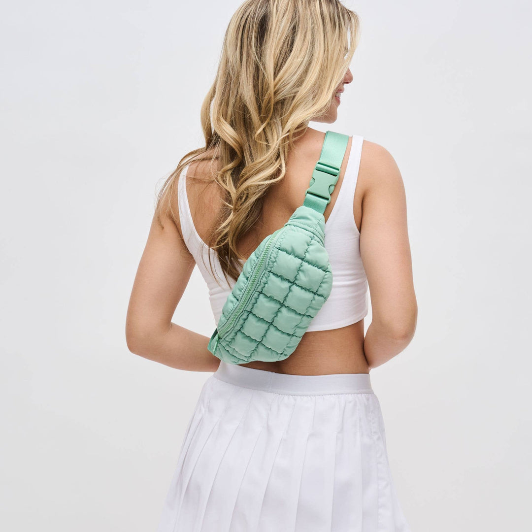 Sol and Selene - Resurgence - Quilted Puffer Nylon Belt Bag: Pistachio - Hello Beautiful Boutique