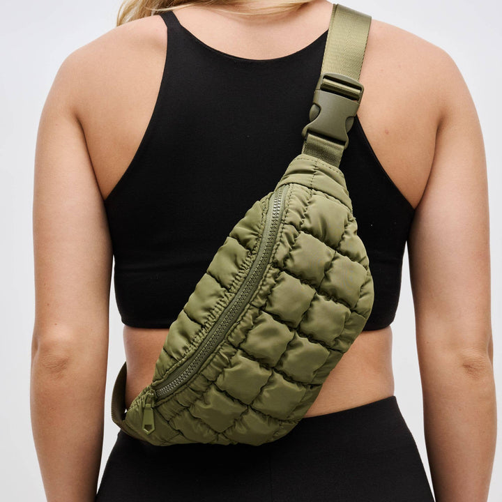 Sol and Selene - Resurgence - Quilted Puffer Nylon Belt Bag: Pistachio - Hello Beautiful Boutique