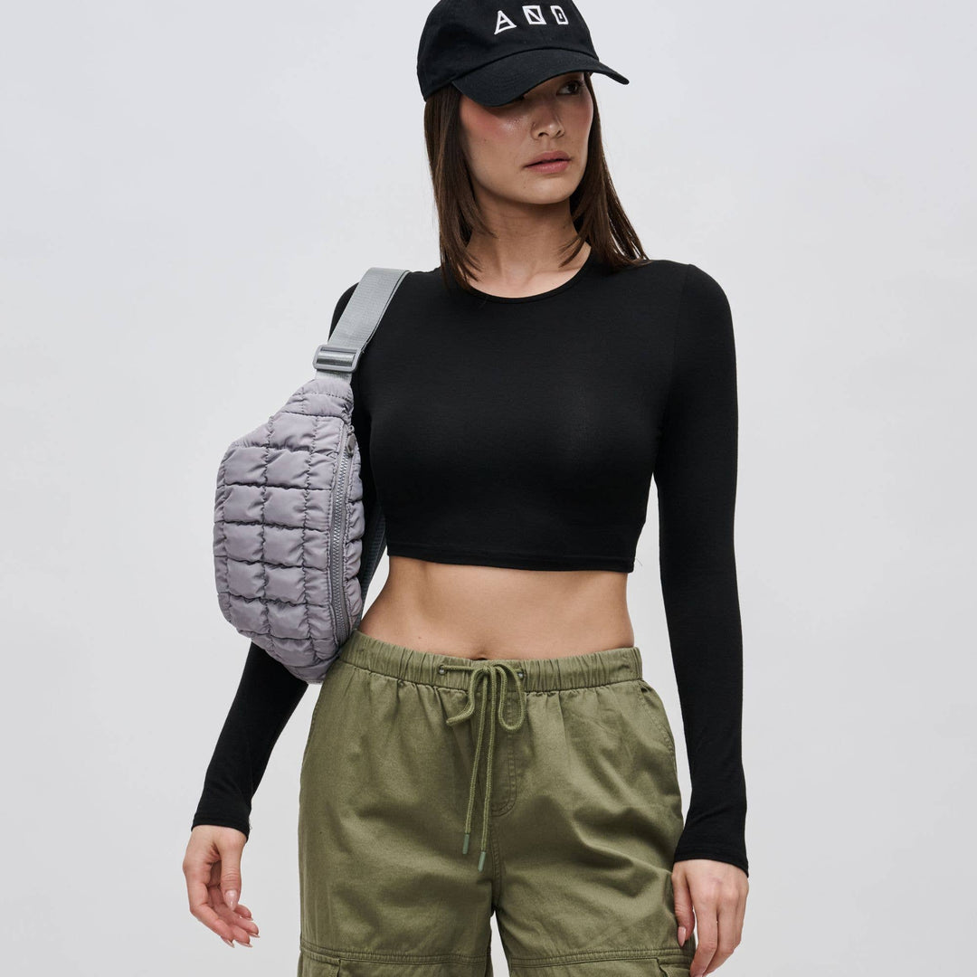Sol and Selene - Resurgence - Quilted Puffer Nylon Belt Bag: Pistachio - Hello Beautiful Boutique