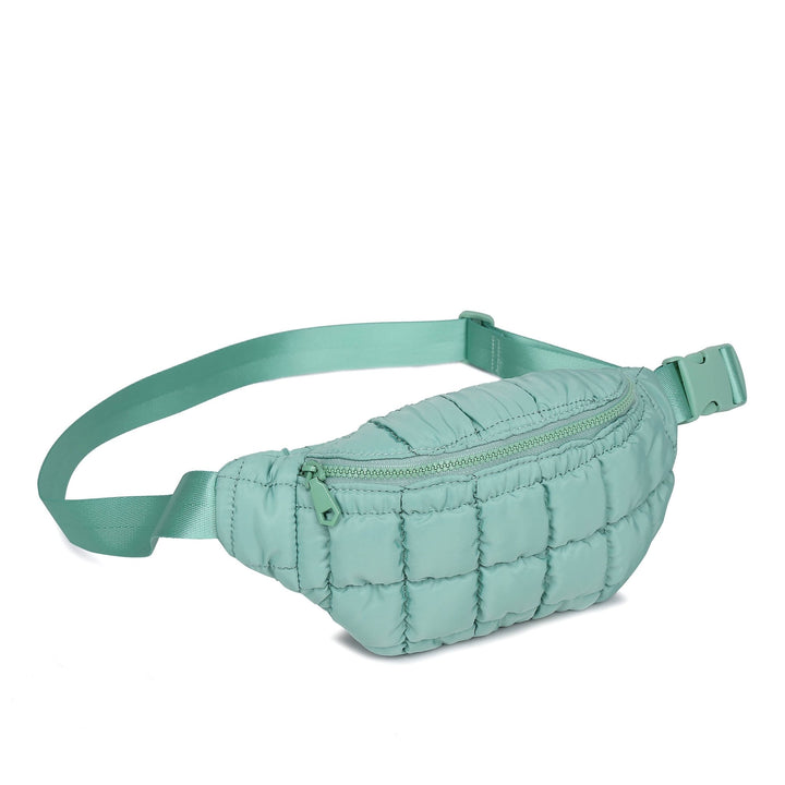 Sol and Selene - Resurgence - Quilted Puffer Nylon Belt Bag: Pistachio - Hello Beautiful Boutique