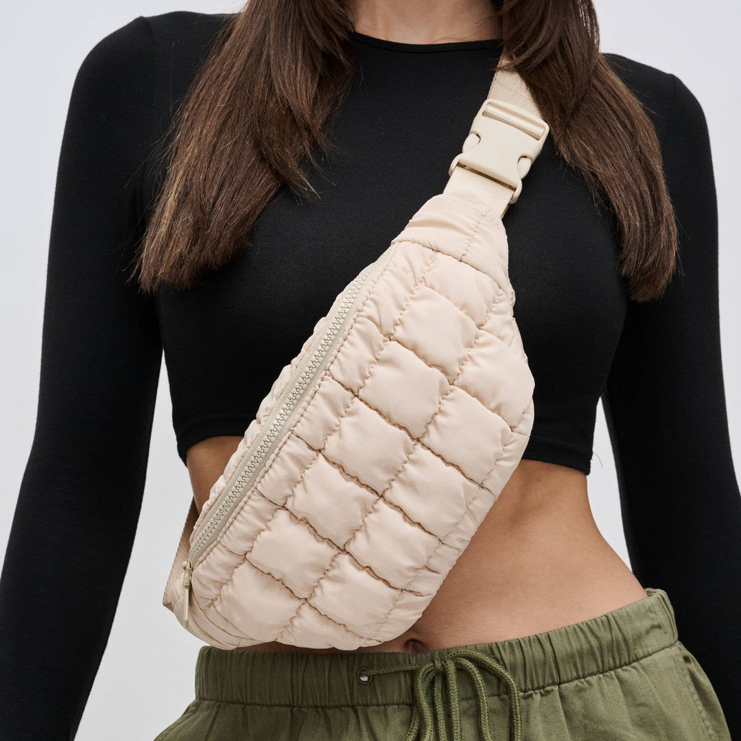 Sol and Selene - Resurgence - Quilted Puffer Nylon Belt Bag: Pistachio - Hello Beautiful Boutique