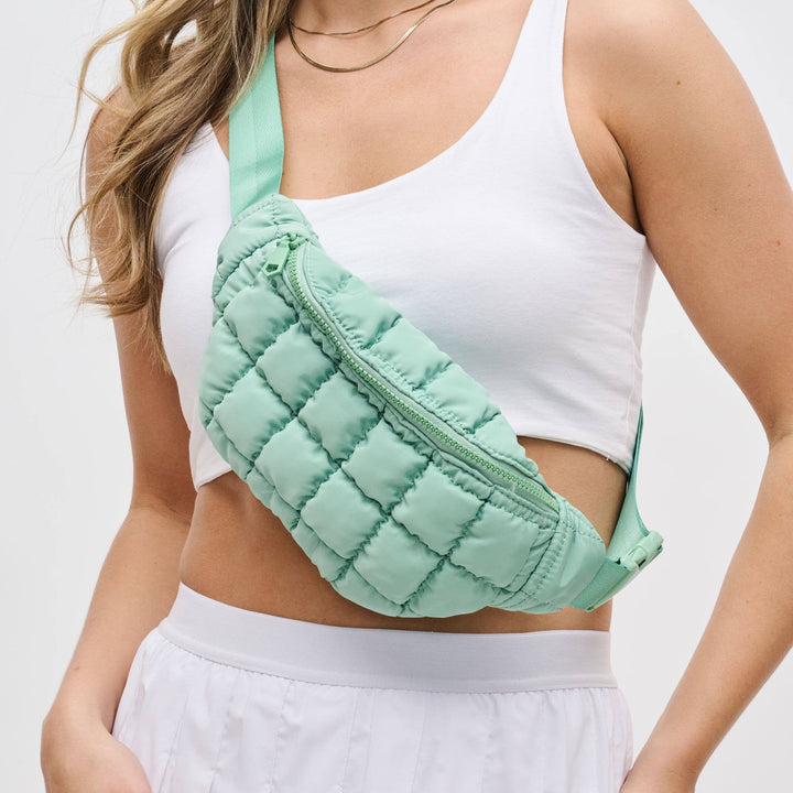 Sol and Selene - Resurgence - Quilted Puffer Nylon Belt Bag: Pistachio - Hello Beautiful Boutique
