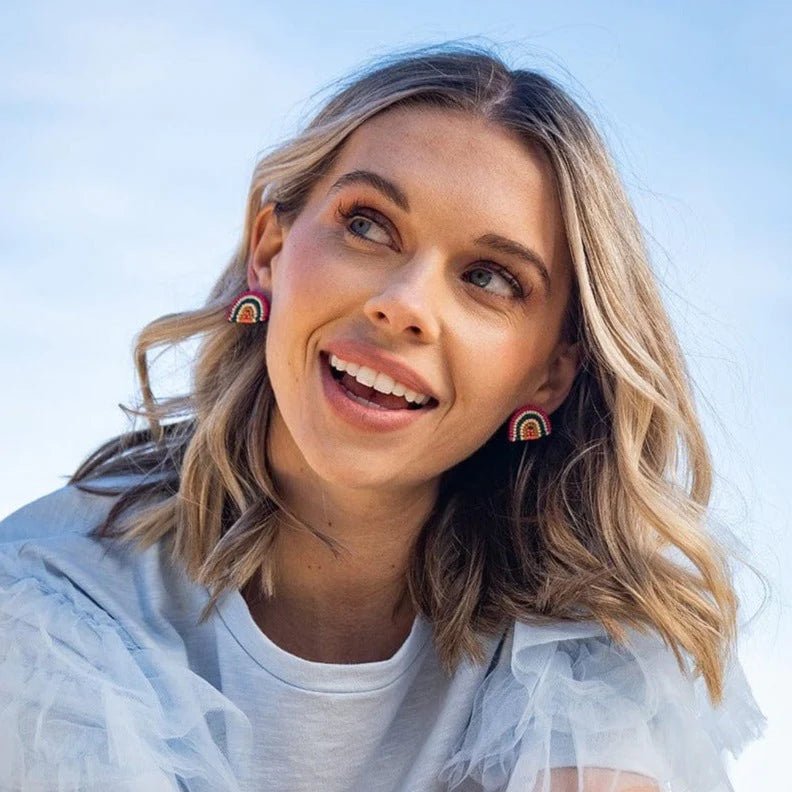 Sophia Rainbow Beaded Post Earrings - Hello Beautiful Boutique