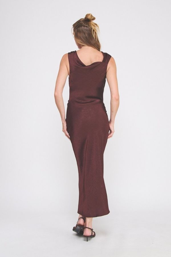 Starlight Satin Cowl Midi Dress - Hello Beautiful Boutique