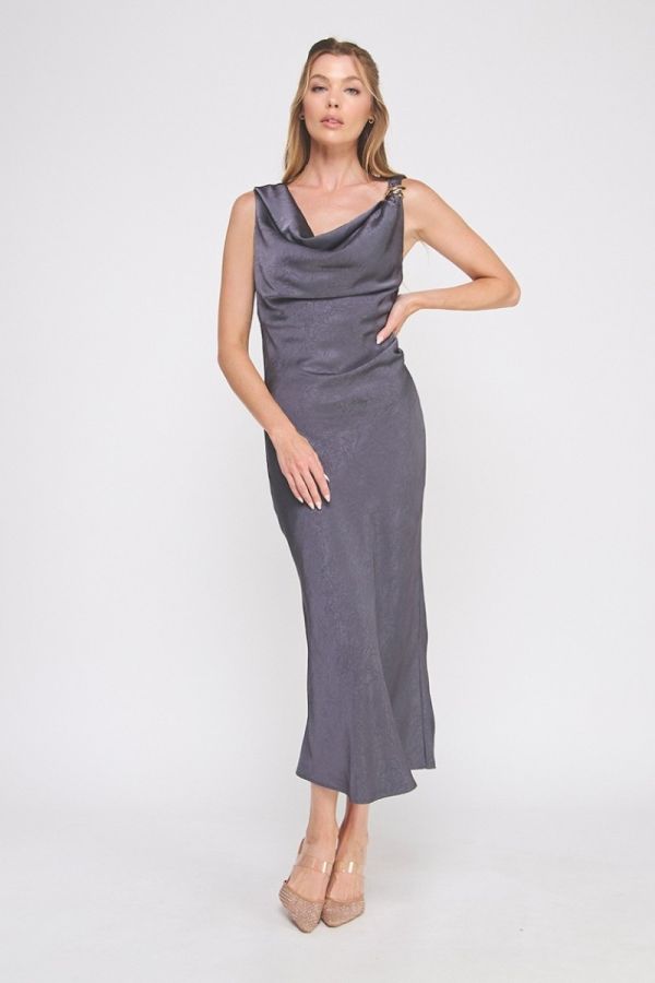 Starlight Satin Cowl Midi Dress - Hello Beautiful Boutique