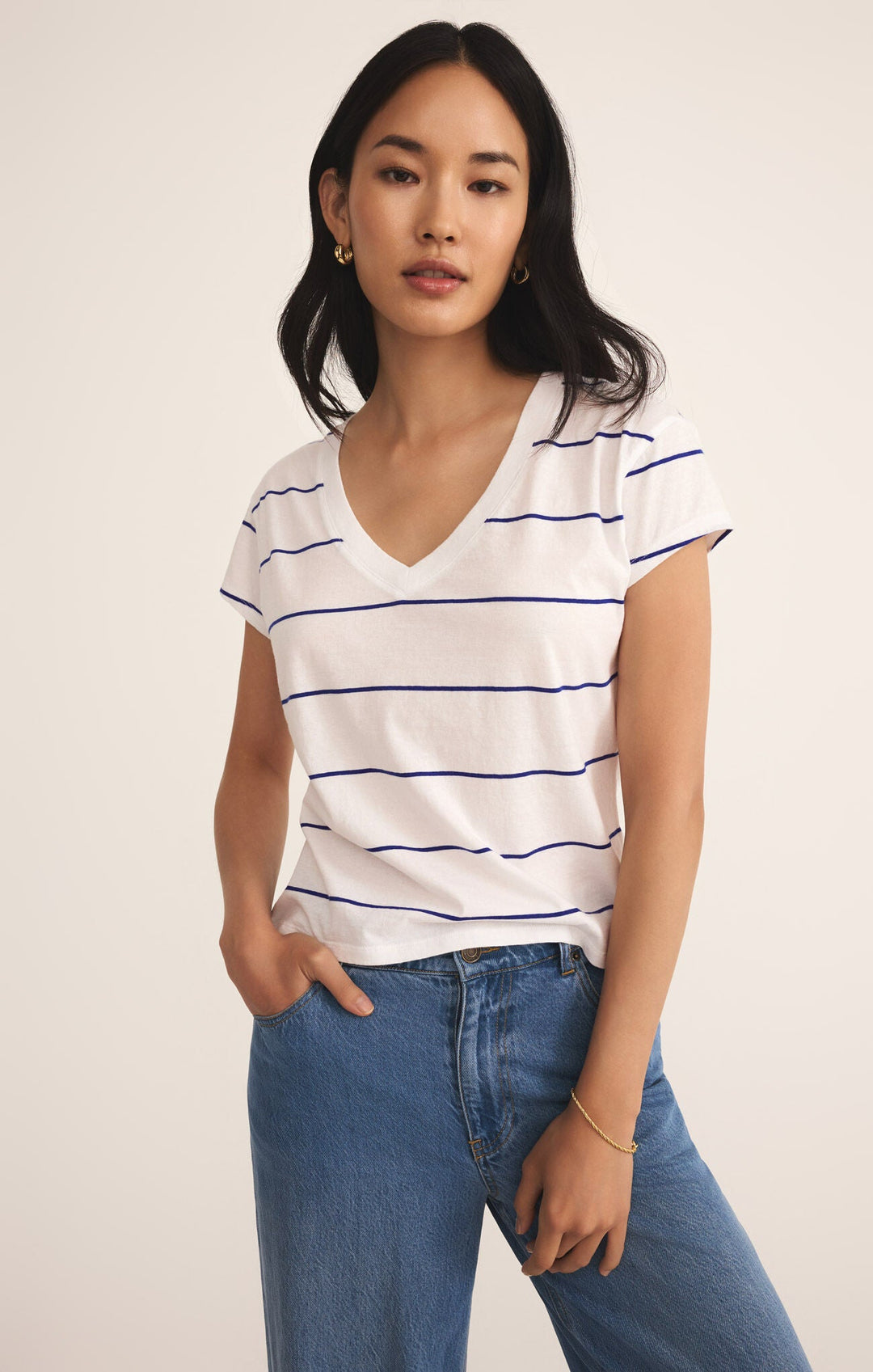 Striped Modern V Neck - Hello Beautiful Boutique