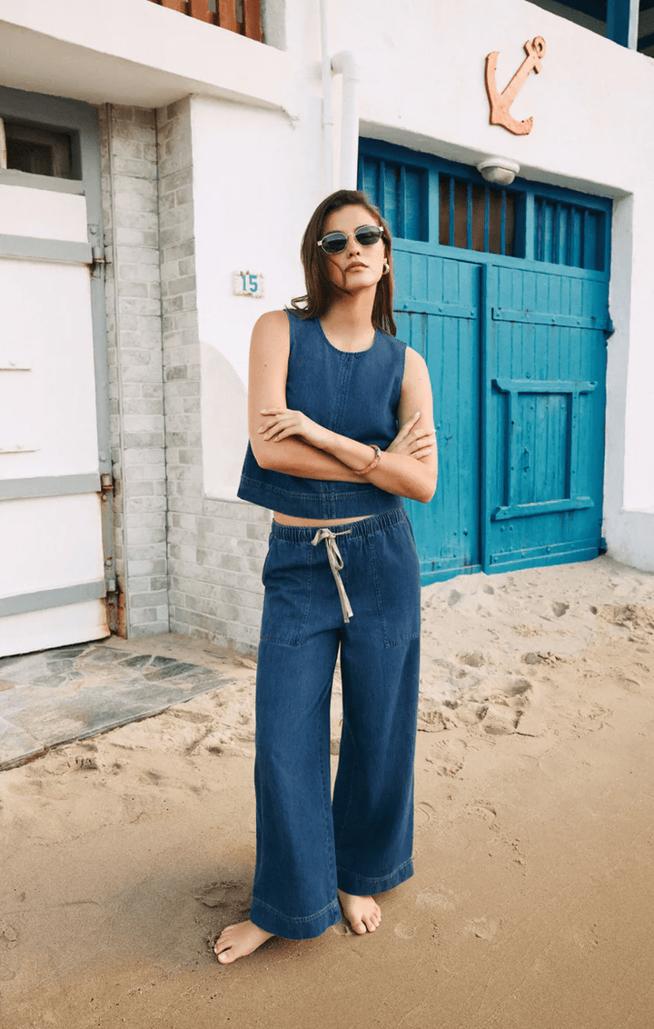 Sun Seeker Denim Tank - Hello Beautiful Boutique