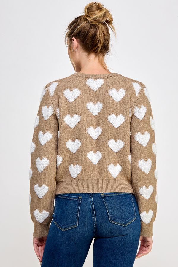 Sweetheart Texture Pullover Sweater - Hello Beautiful Boutique