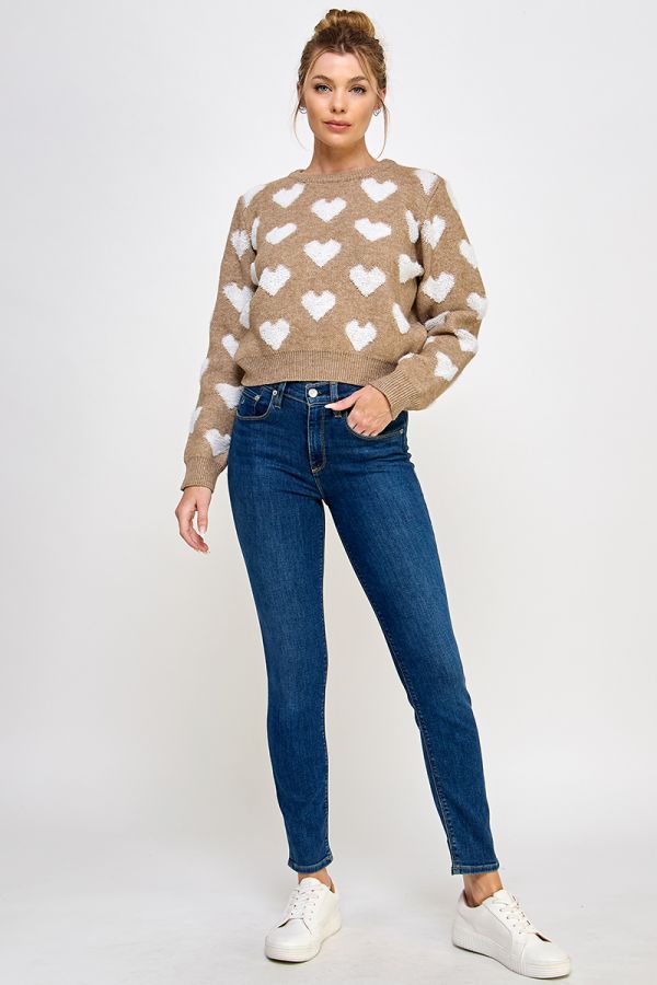 Sweetheart Texture Pullover Sweater - Hello Beautiful Boutique