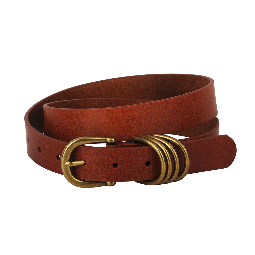 Classic Leather Belt with 4 rings - Hello Beautiful Boutique