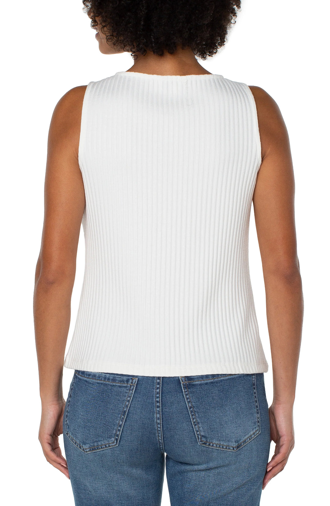 Sleeveless Rib Knit Boat Neck Top