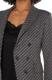 Navy/Toffee modern Check Double Breasted Blazer - Hello Beautiful Boutique