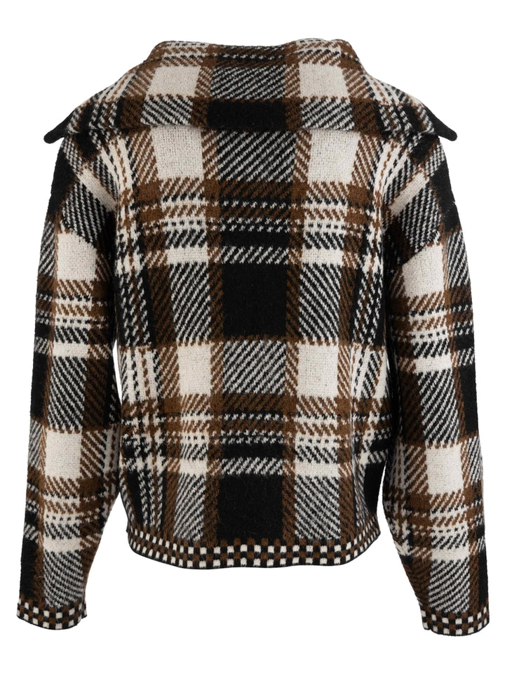Kut from the Kloth Rue zip up sweater knit jacket in chocolate, alternate view