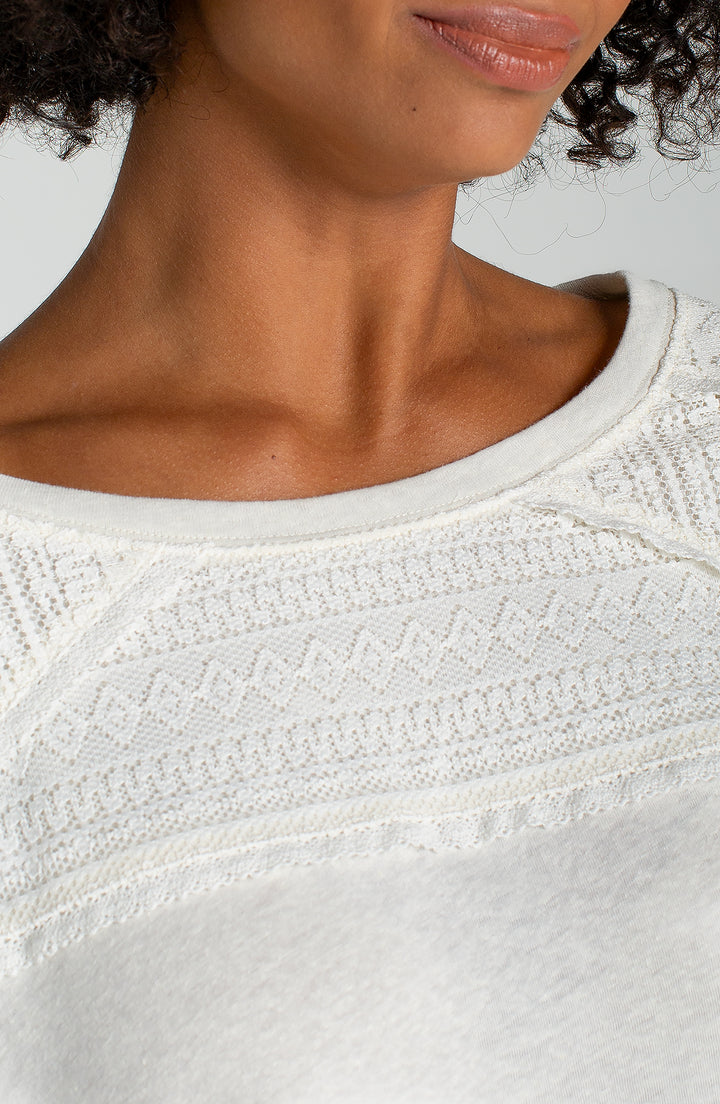 Short Sleeve Dolman Sleeve with Lace Top