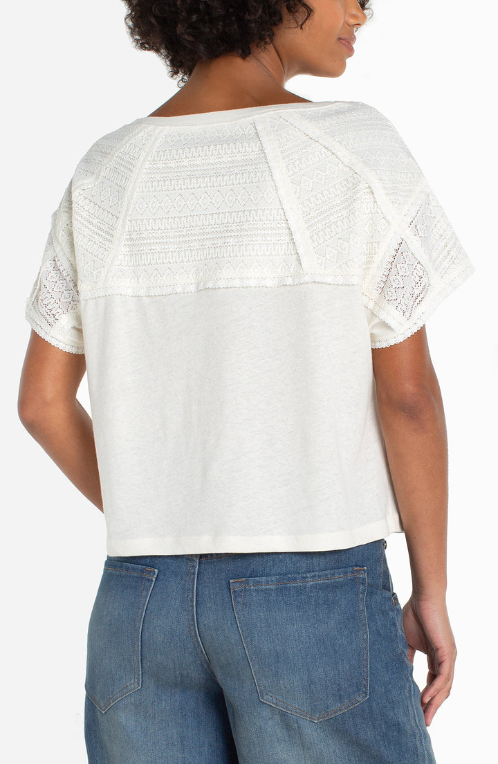 Short Sleeve Dolman Sleeve with Lace Top