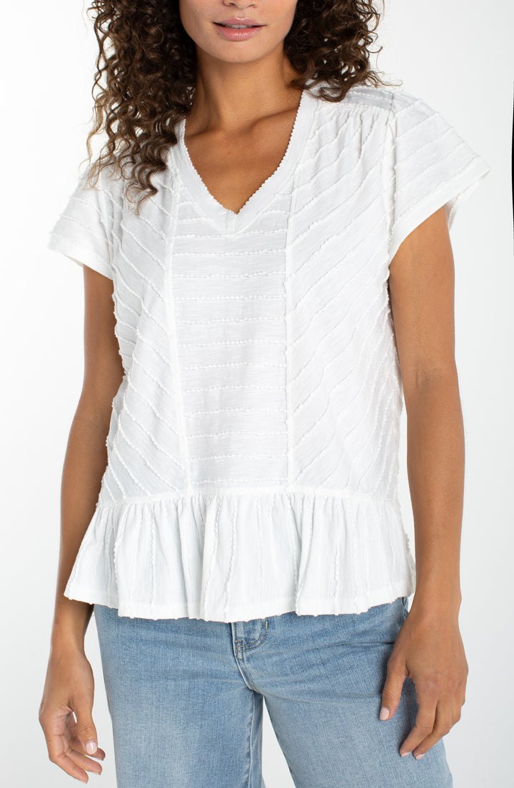 Short Sleeve Top with Miter Detail