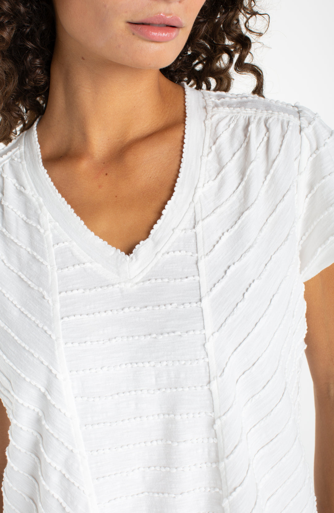 Short Sleeve Top with Miter Detail