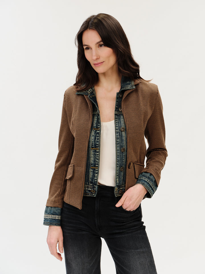 Clarissa Blazer in Brown Bedford Check