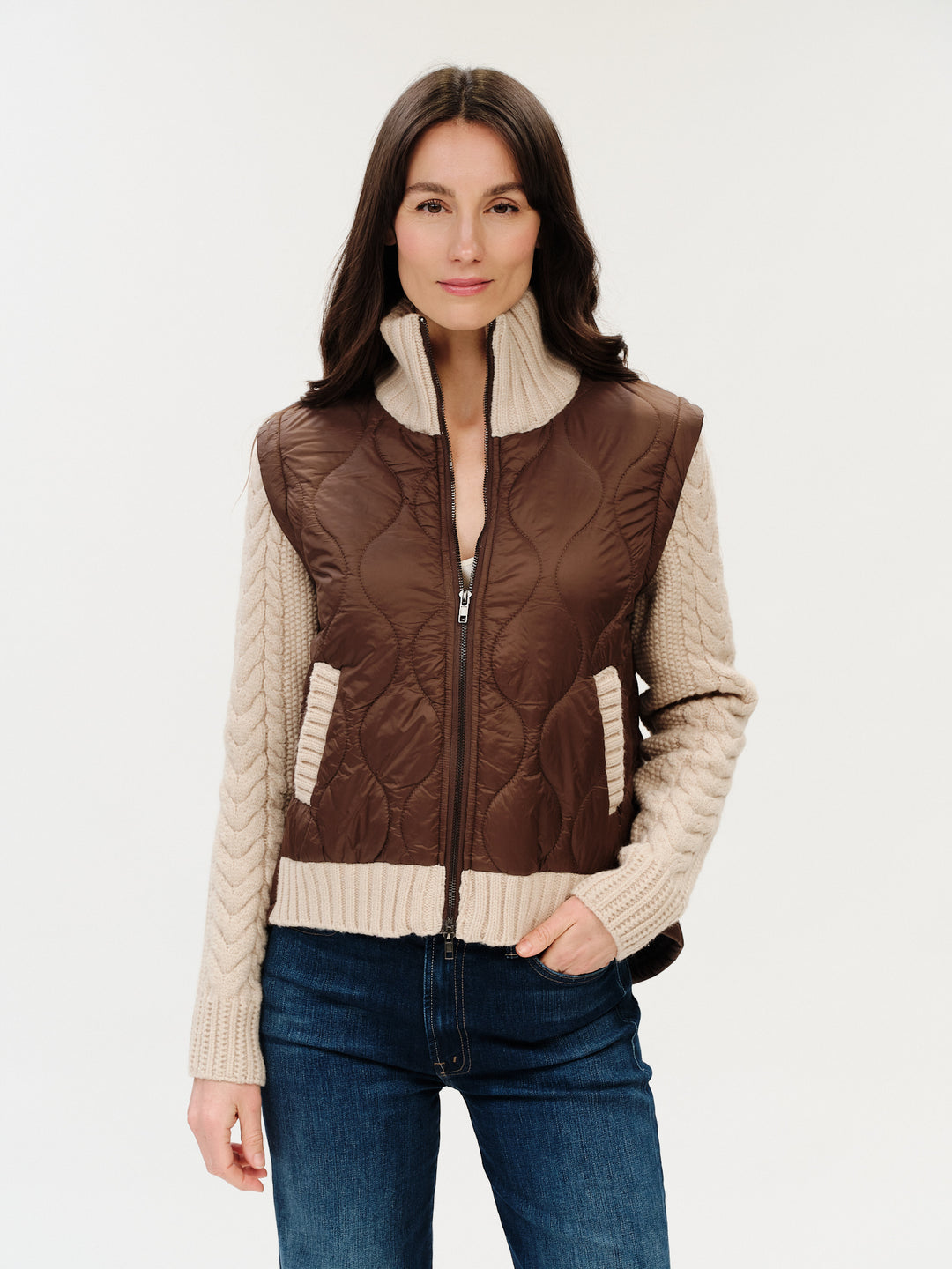 Melanie Mixed Media Quilted Jacket