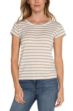 Load image into Gallery viewer, Cream with Tan Stripe Top
