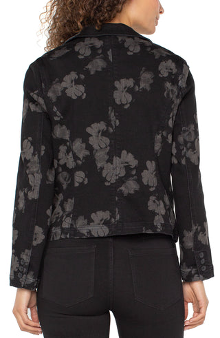 Notch Collar All over Floral One Button Blazer