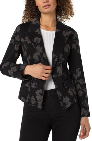 Notch Collar All over Floral One Button Blazer