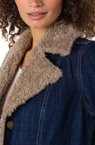 Rinse Wash Sherpa Trimmed Denim Long Line Jacket – Liverpool