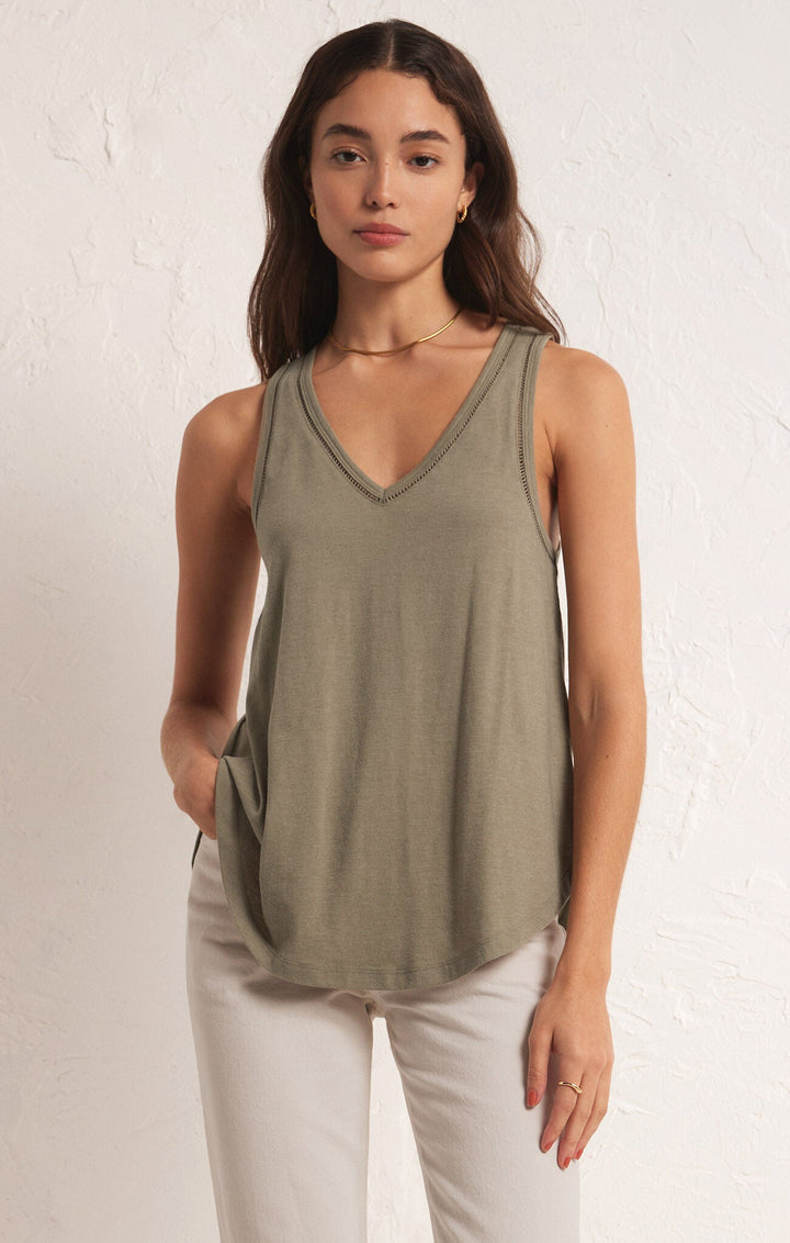 Vagabond Lace Trim Tank - Hello Beautiful Boutique