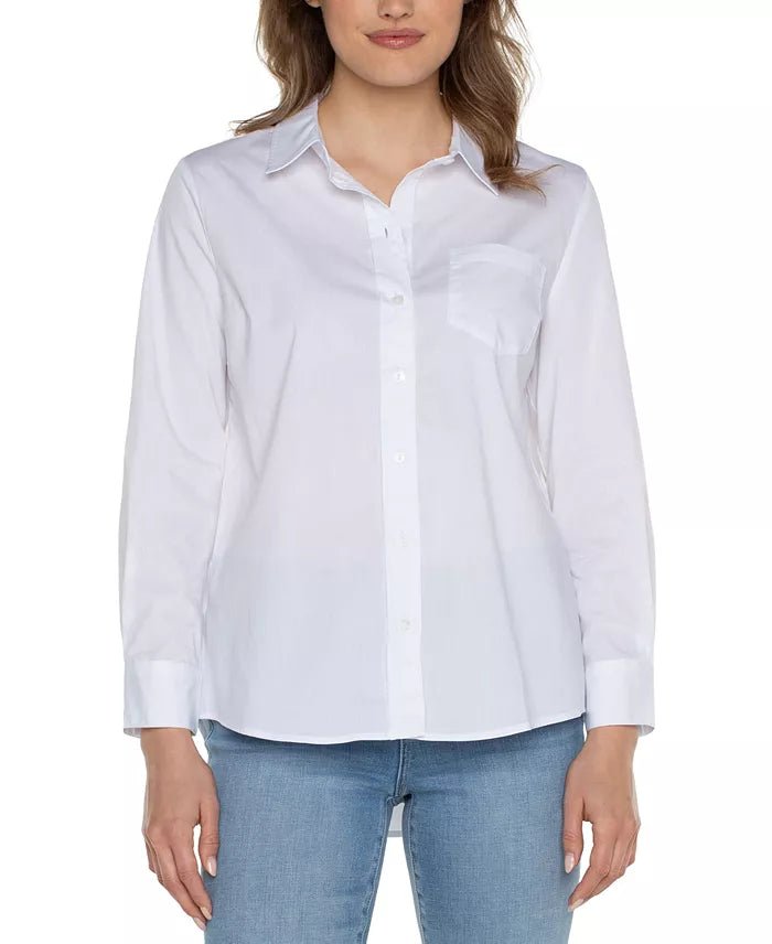 White Long Sleeve Button Up Shirt - Hello Beautiful Boutique