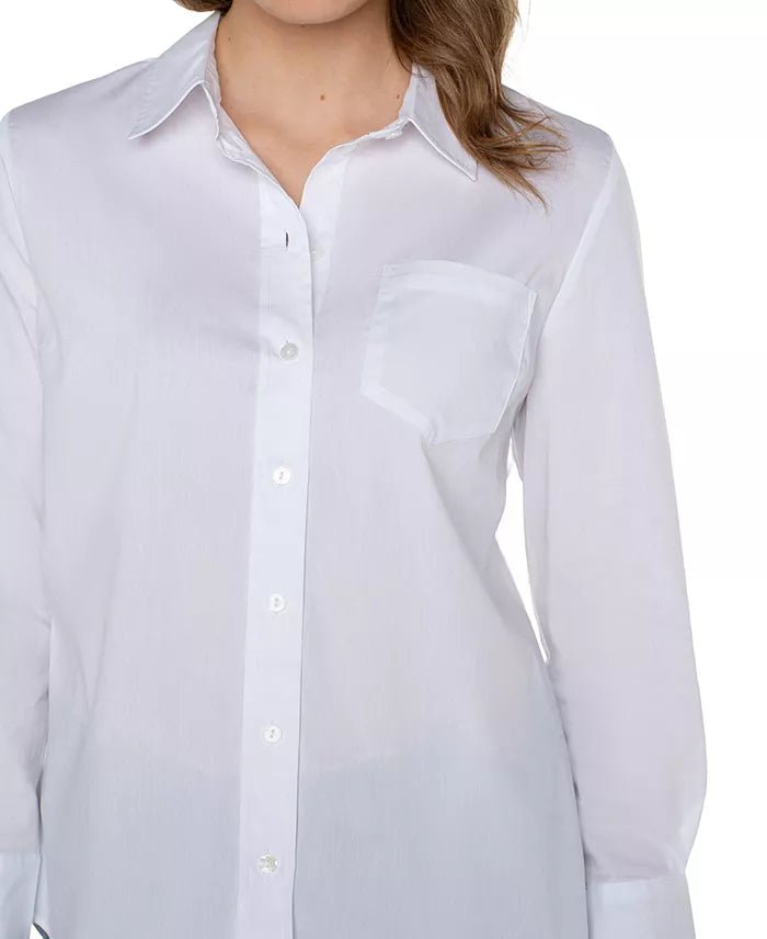 White Long Sleeve Button Up Shirt - Hello Beautiful Boutique