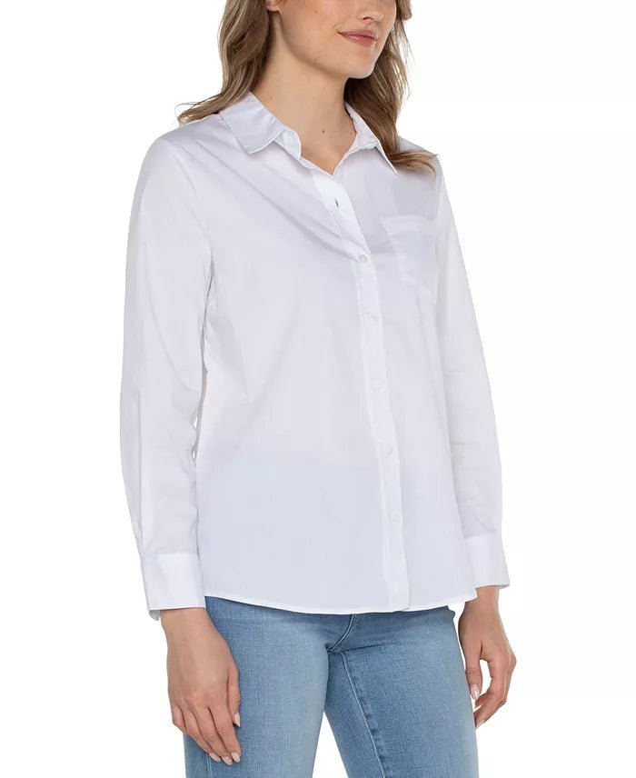 White Long Sleeve Button Up Shirt - Hello Beautiful Boutique