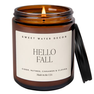 Hello Fall 9 oz Soy Candle - Fall Decor & Gifts - Hello Beautiful Boutique