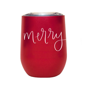 Merry Metal Wine Tumbler - Christmas Home Decor & Gifts - Hello Beautiful Boutique