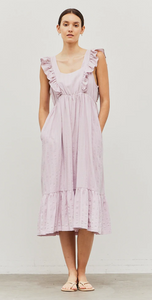 Ruffle Shoulder Empire Waist Dress - Hello Beautiful Boutique