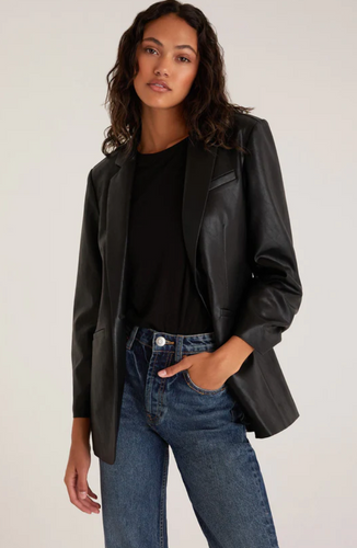 Sandelle Faux Leather Blazer - Hello Beautiful Boutique